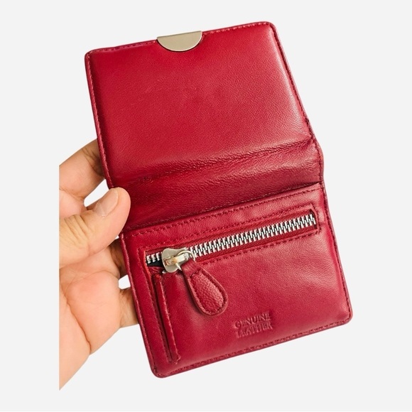 Wallet, genuine leather, Apt 9.,red, small, red/black - Picture 6 of 10